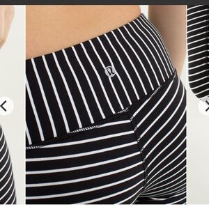 💕 LULULEMON wunder under pant size 8 parallel stripe, black with white stripes